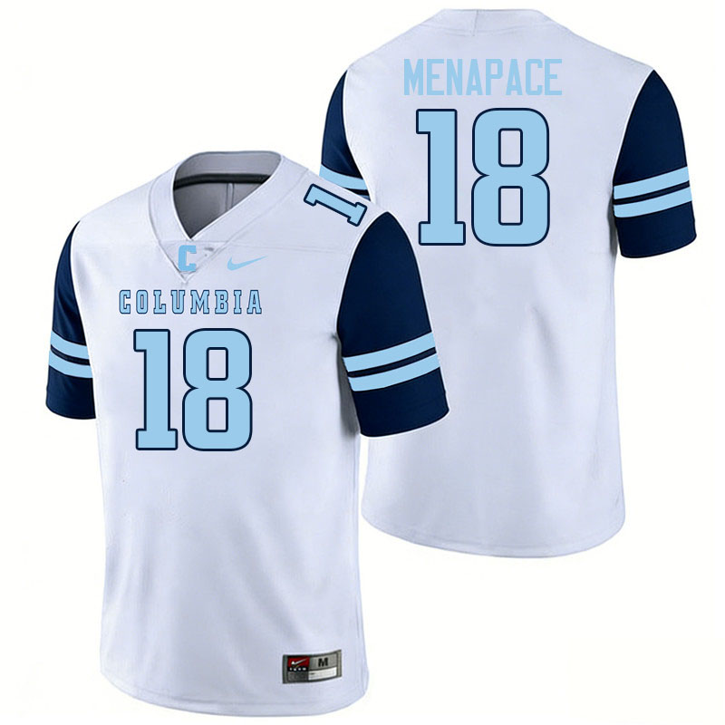 Columbia Lions #18 Xander Menapace College Football Jerseys,Uniforms Stitched-White